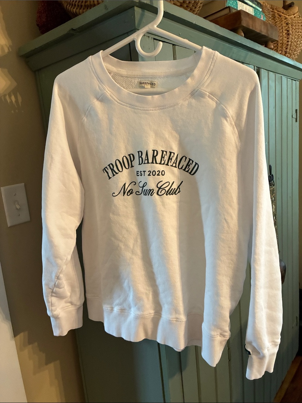 Bareface “No Sun Club' White womans Sweatshirt